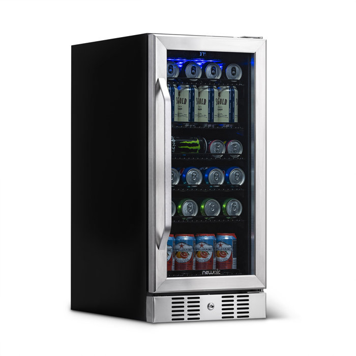 Newair Quiet Comfortable 96 Cans (12 oz.) BuiltIn Beverage Refrigerator with Wine Storage